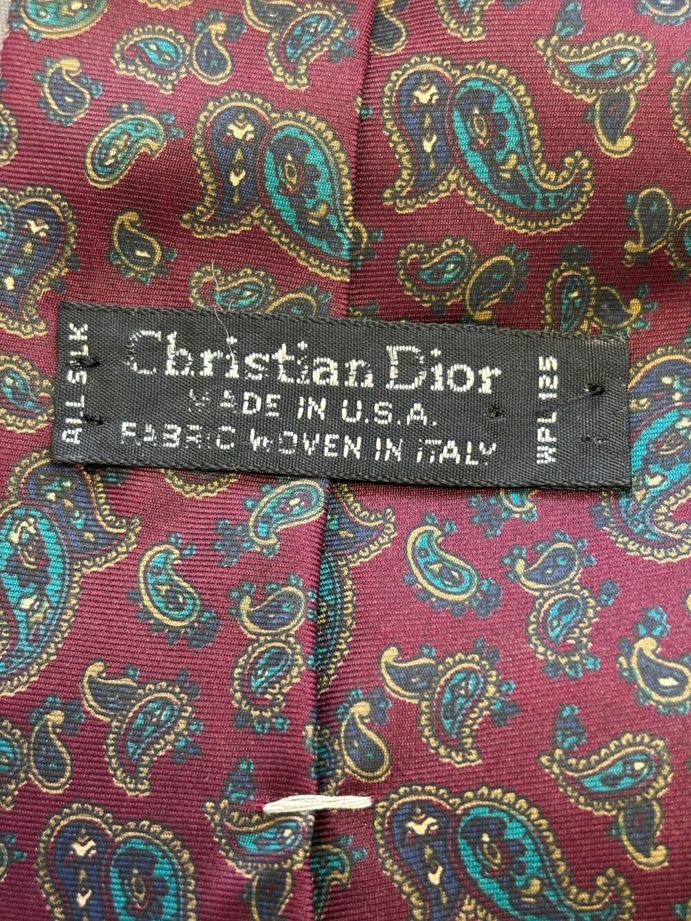 Christian Dior Paisley Fabric Woven All Silk Neck Tie WPL 125 Men's